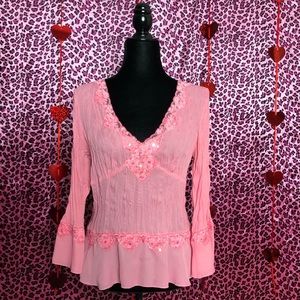 *SOLD*Pink bohemian top with sequins